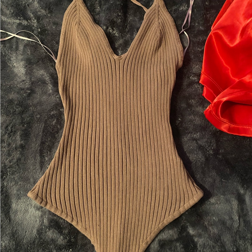 brown bodysuit
